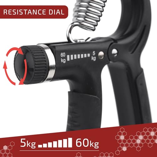 NORDFIT Grip Trainer - Adjustable Hand Gripper (5-60kg) - Forearm Strengthener & Hand Exerciser for Men and Women - Ergonomic, Portable, and Durable. Athletes, Musicians and Inujury recovery