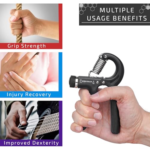 NORDFIT Grip Trainer - Adjustable Hand Gripper (5-60kg) - Forearm Strengthener & Hand Exerciser for Men and Women - Ergonomic, Portable, and Durable. Athletes, Musicians and Inujury recovery