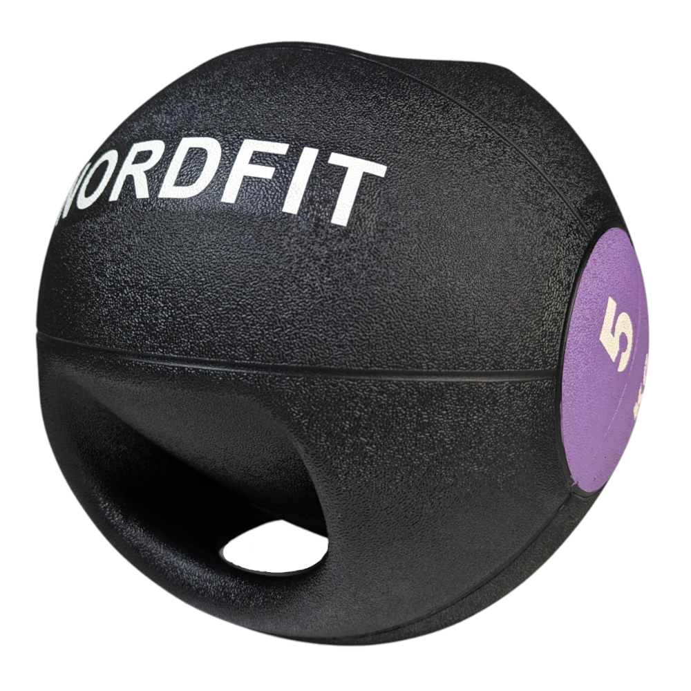 NORDFIT Medicine Balls with Handles – 3kg, 4kg, 5kg, 6kg, 7kg, 8kg, 9kg and 10kg Medicine Ball – Anti-Slip Surface – Low Bounce – Fitness and Home Gym Equipment