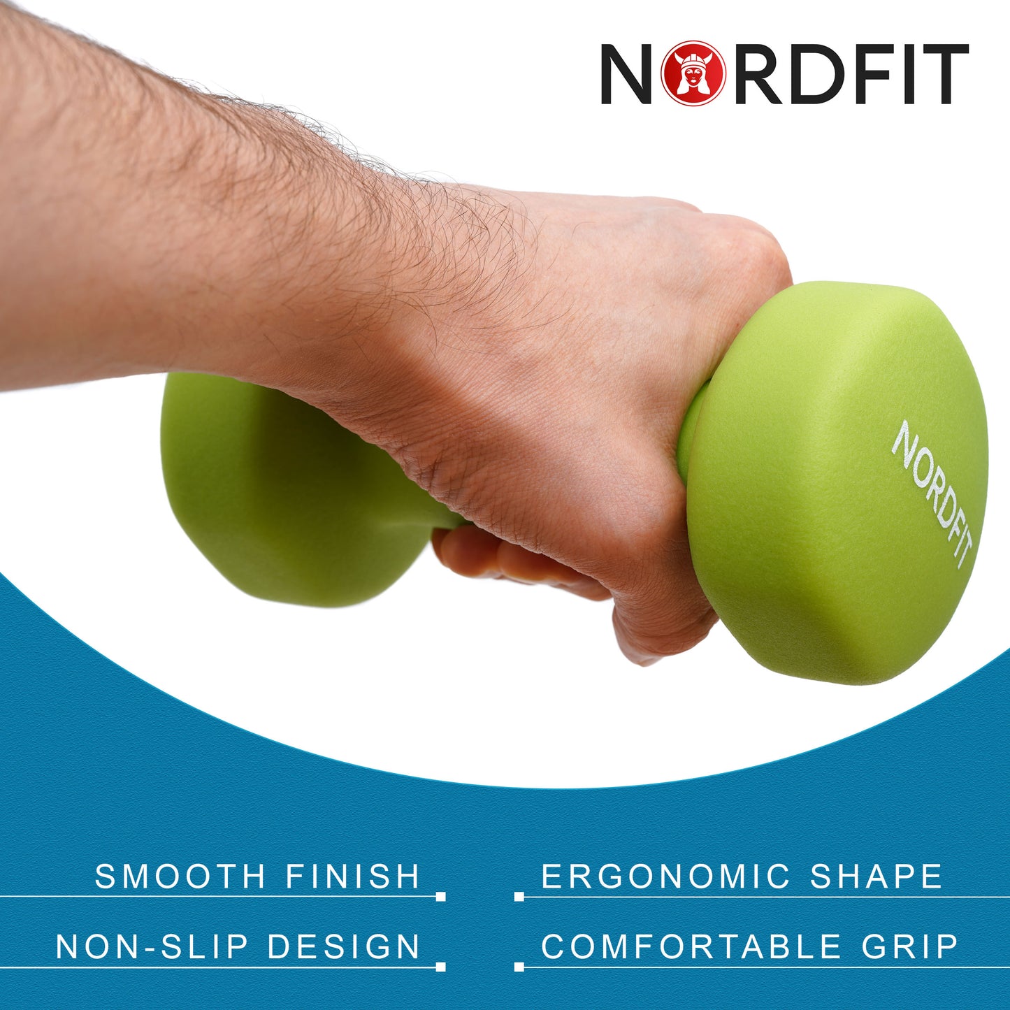 Dumbbell Set with Rack 1kg 3kg 5kg - Neoprene Coated - Perfect for Women and Beginners by NORDFIT