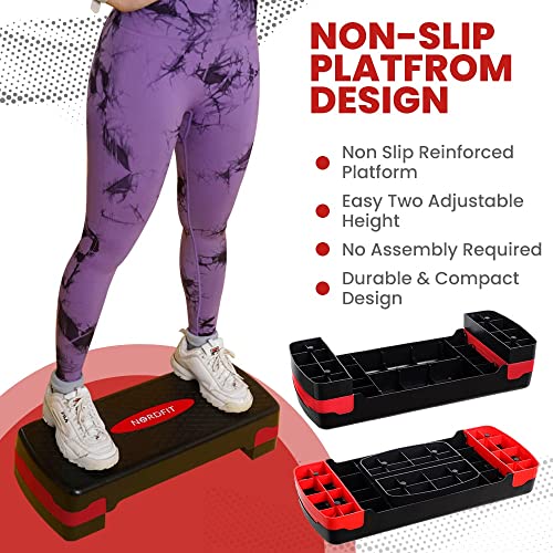 NORDFIT Adjustable Aerobic Exercise Step 2 Levels, 10cm and 15cm height