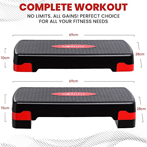 NORDFIT Adjustable Aerobic Exercise Step 2 Levels, 10cm and 15cm height